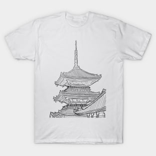 Black and White Japanese Landscape Sketch T-Shirt